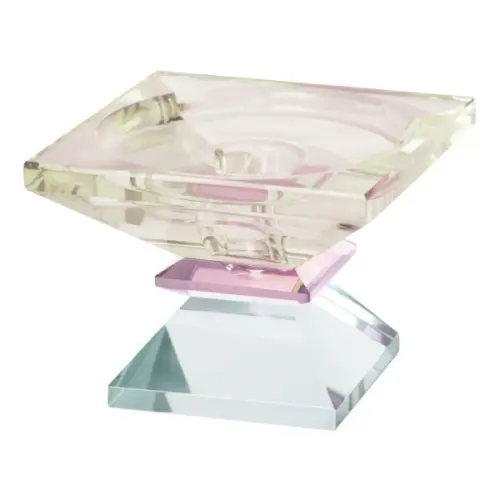 Krystal lysestage lysegul/pink/lys mint