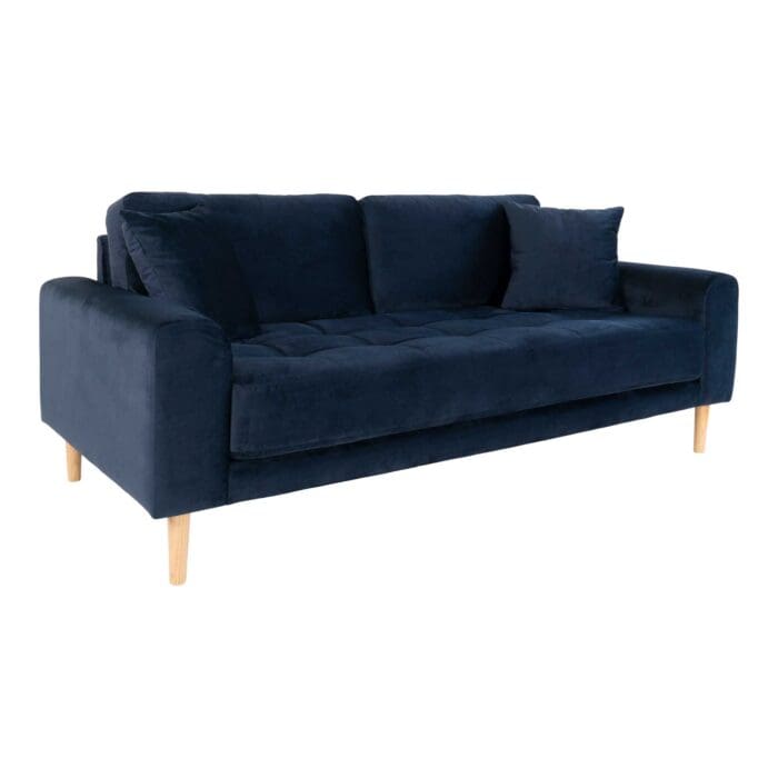 Mørkeblå velour sofa L180