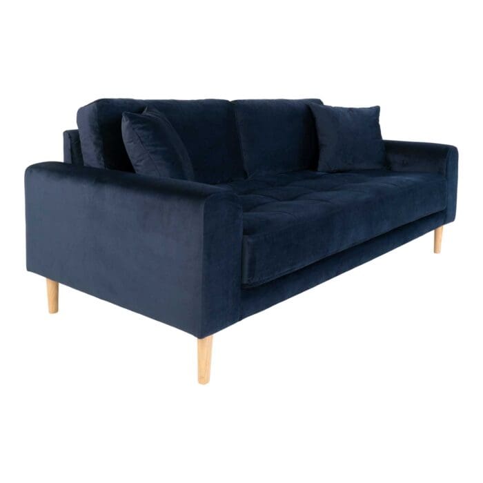 Mørkeblå velour sofa L180