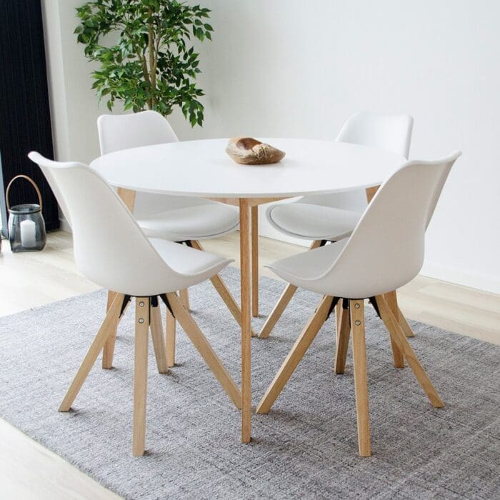 Bergen hvid spisebordsstol m. træben 2 stk.