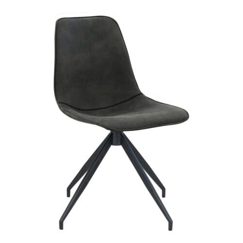 Spisebordsstol i microfiber med drejefod grå med sorte ben – sæt af 2 stk