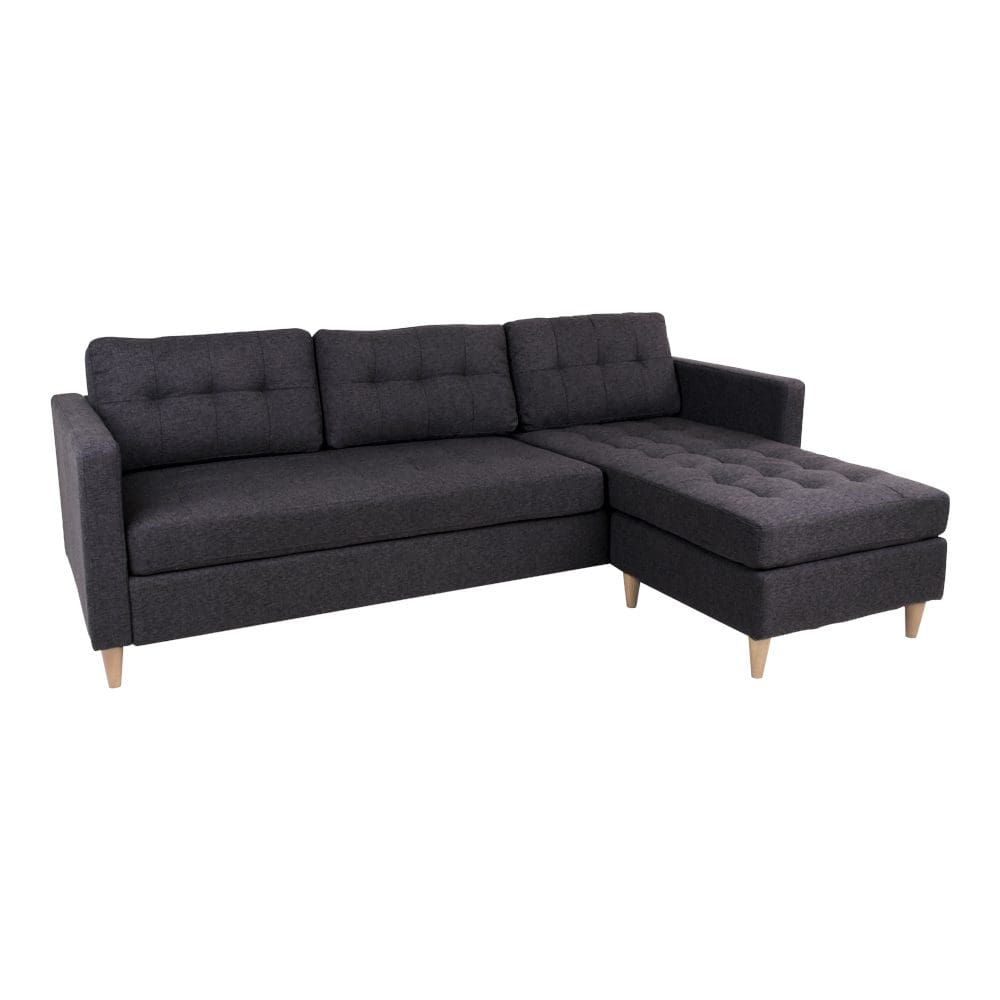 Mørkegrå chaiselong sofa L219 udvalg - New Nordic Home