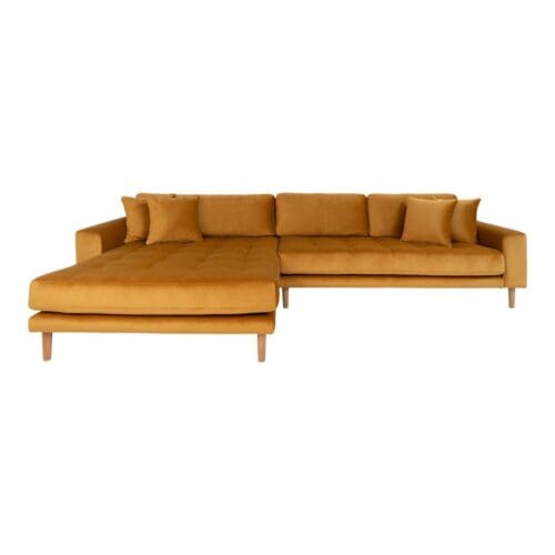 Sennepsgul chaiselong sofa venstrevendt L290