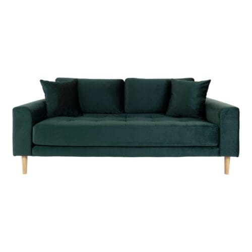 Mørkegrøn velour sofa L180