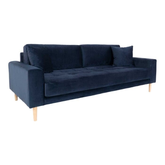 Mørkeblå velour sofa L210