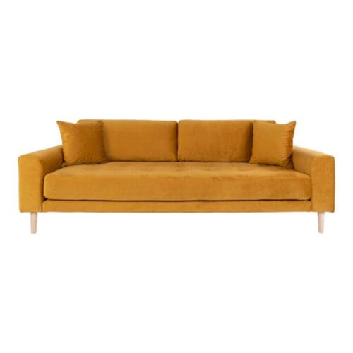 Sennepsgul velour sofa L210