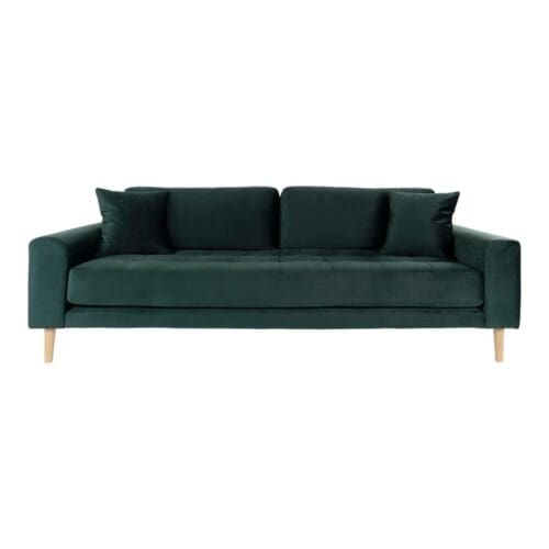 Mørkegrøn velour sofa L210