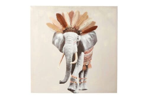 Elefant maleri på lærred 80×80