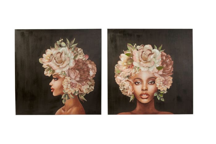 Maleri kvinde med blomst 1 80×80