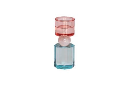 Krystal lysestage Rosa/Clear/Aqua H16