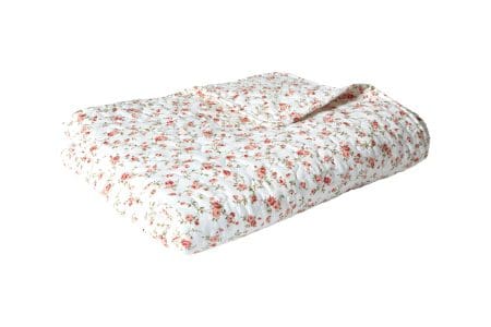 Quiltet tæppe m. blomsterprint 130×170