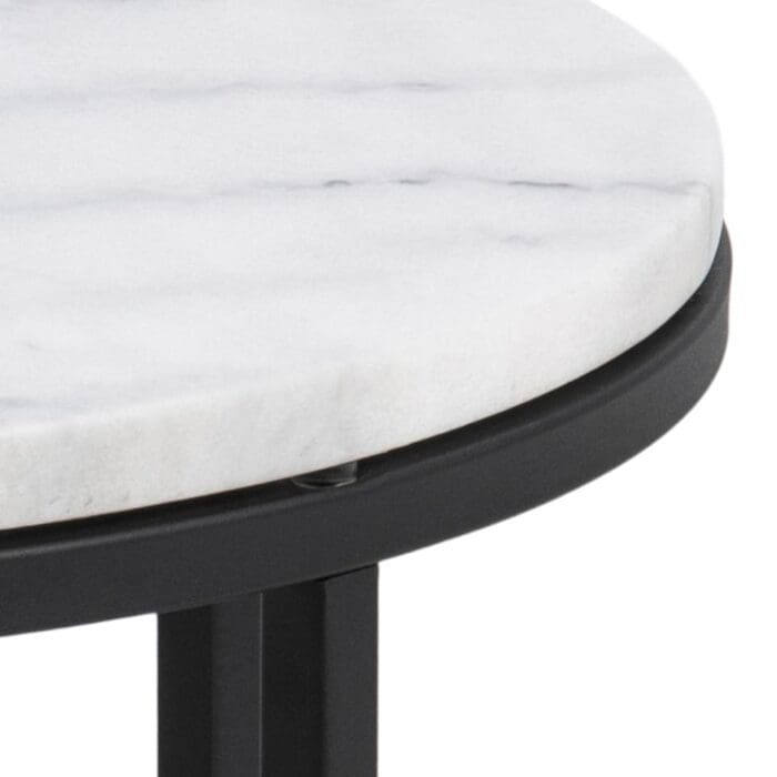 Hvidt marmor hjørnebord ø55