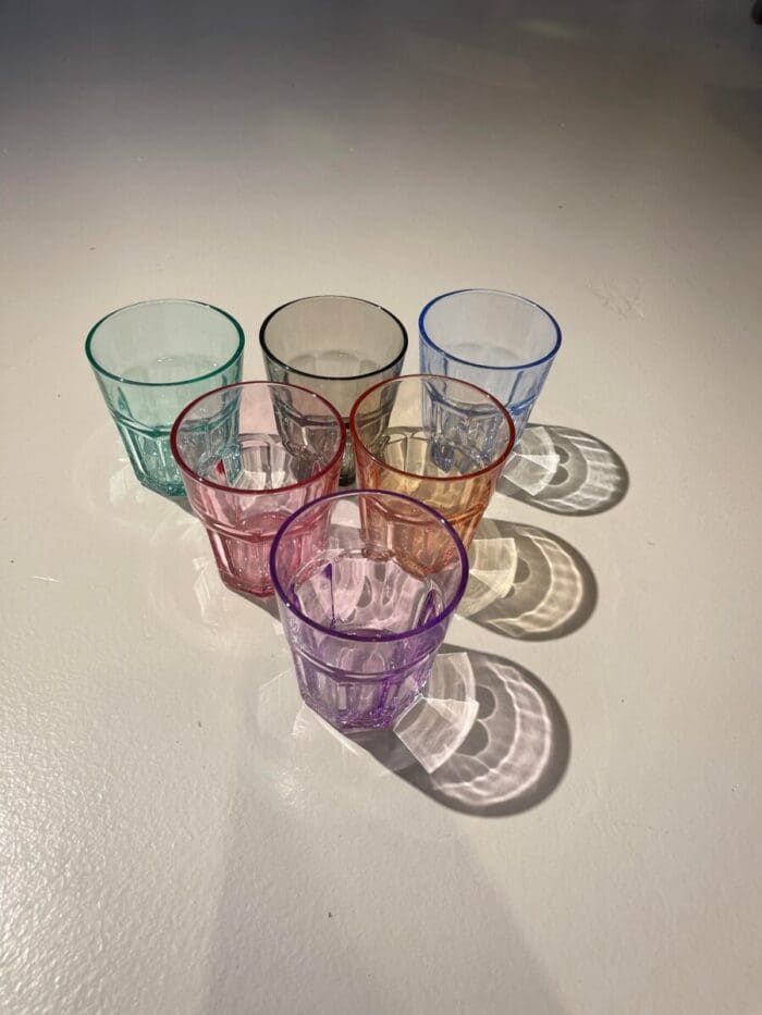 6 stk. multifarvet glas