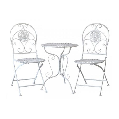 Cafésæt m. 2 stole og 1 bord hvid