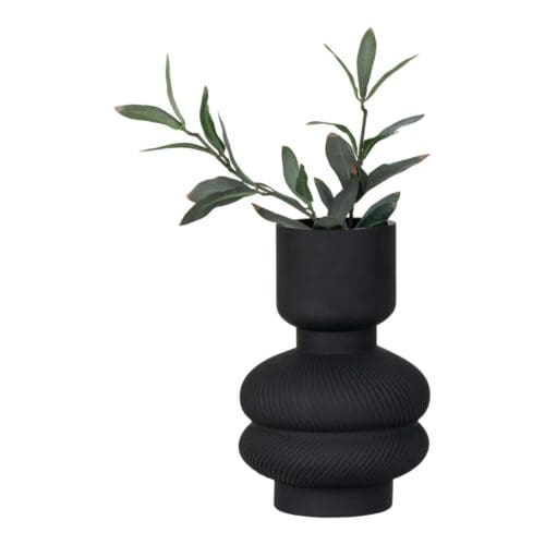 Vase i sort glas Ø15×22 cm