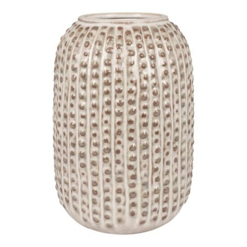 Vase i keramik brun med mønster Ø13/H20