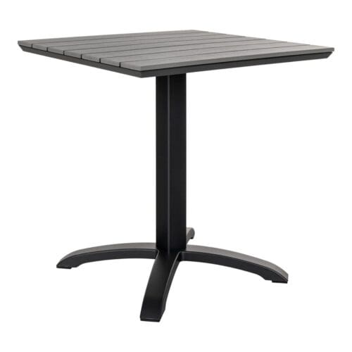Cafébord med bordplade i grå nonwood og sorte ben 70*70