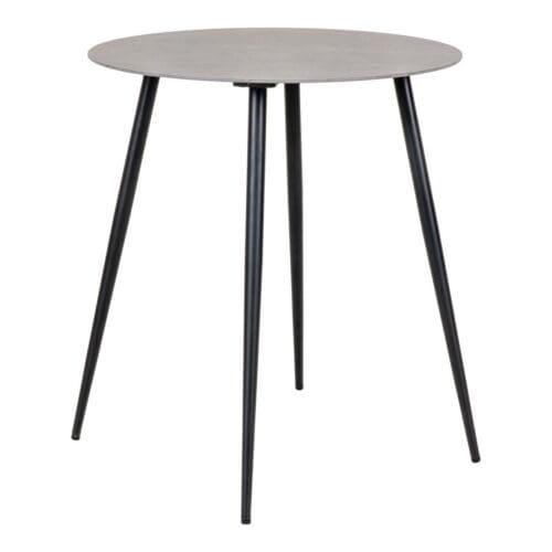 Rundt gråt Cafébord med keramik bordplade sorte ben Ø60