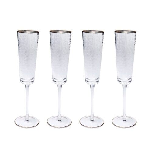 Champagne glas m. guldkant 4 stk.