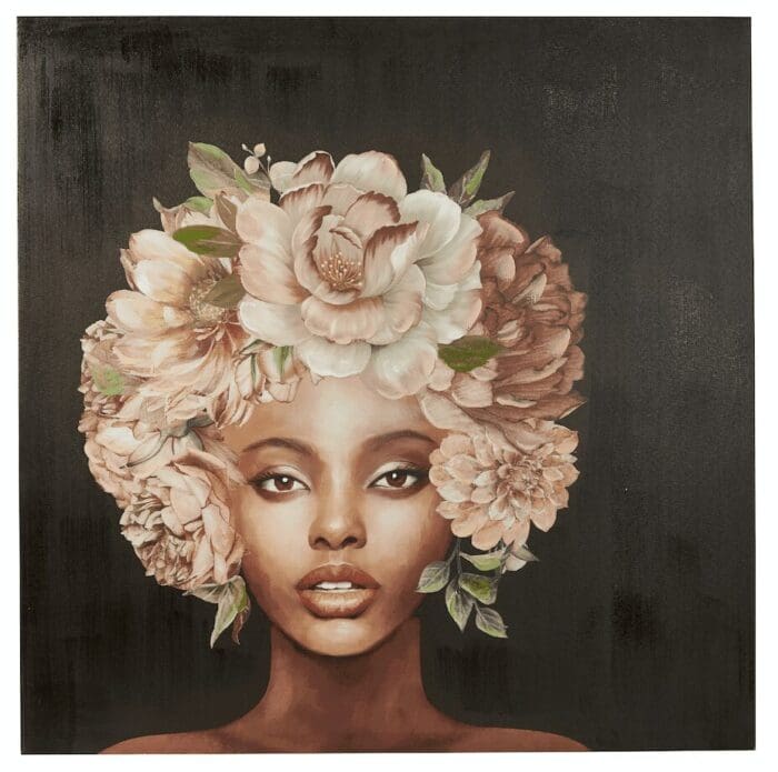 Maleri kvinde med blomst 1 80×80