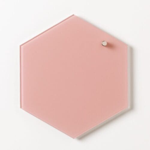 Magnetisk glastavle Hexagonal 21 cm. Rosa
