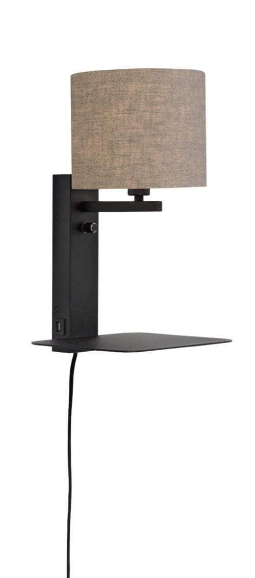 Væglampe Florence Shelf+USB+Skærm 1815 D.Linen