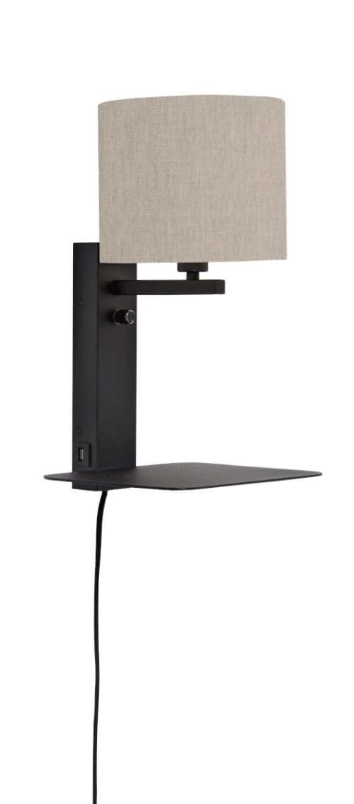 Væglampe Florence Shelf+USB+Skærm 1815 L.Linen