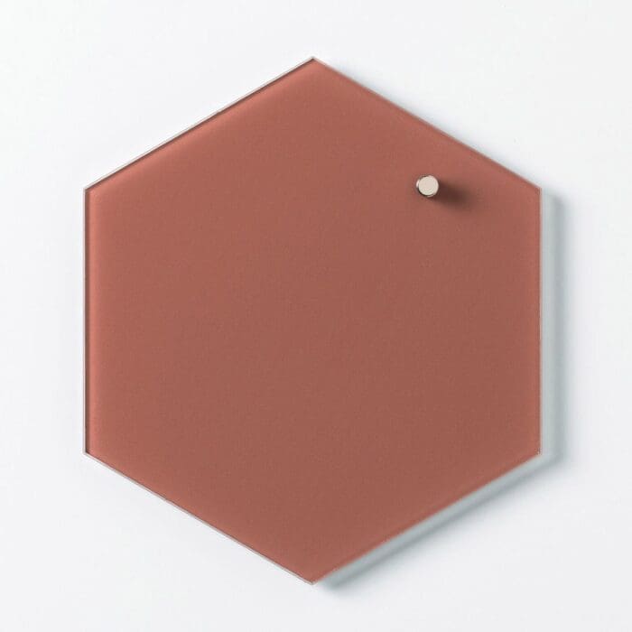 Magnetisk glastavle Hexagonal 21 cm. Terracotta