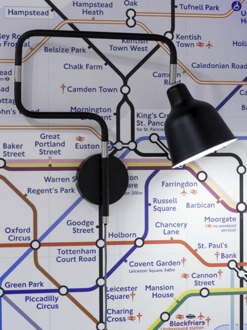 Væglampe Jern /Tube London, sort
