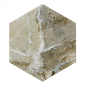 Magnetisk glastavle Hexagonal 42 cm. beige marmor – Naga