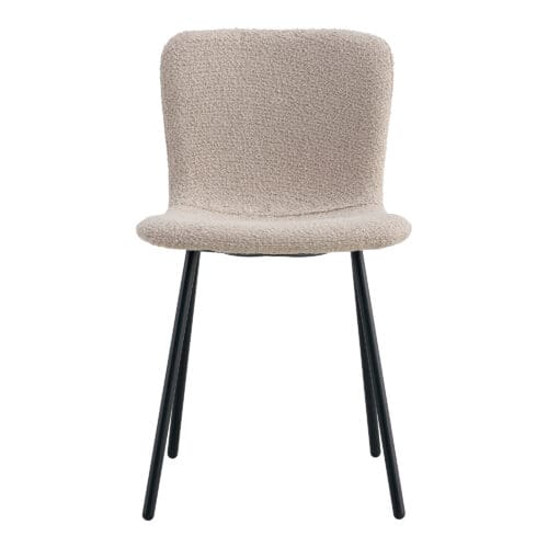 Spisebordsstol i bouclé/beige med sorte ben – sæt af 2 stk.
