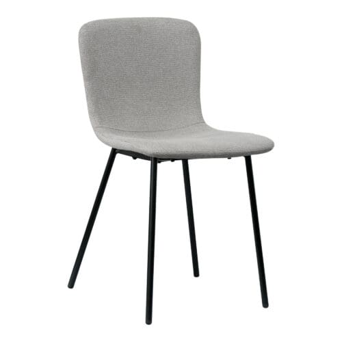 Spisebordsstol i lysegrå med sorte ben – sæt af 2 stk.