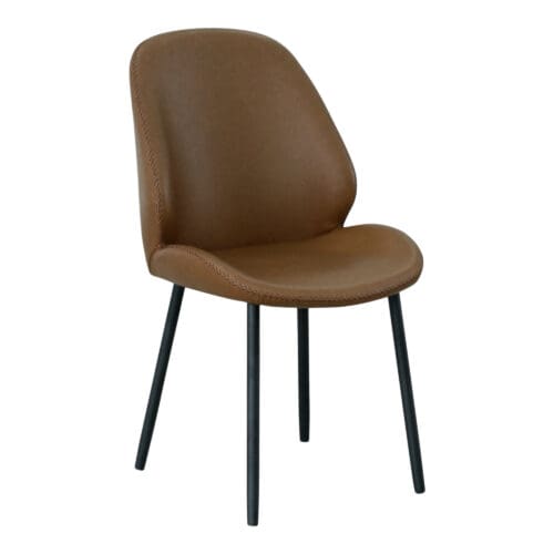 Carlo Spisebordsstol brun PU/sorte ben – sæt af 2 stk.
