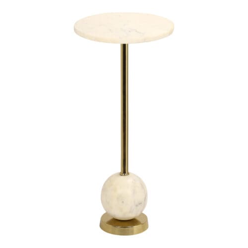Hjørnebord i messing og marmor Ø25×54 cm