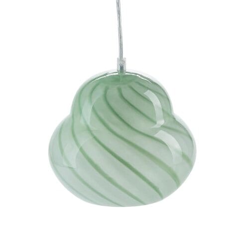 Pendel lampe i glas m. grønne striber