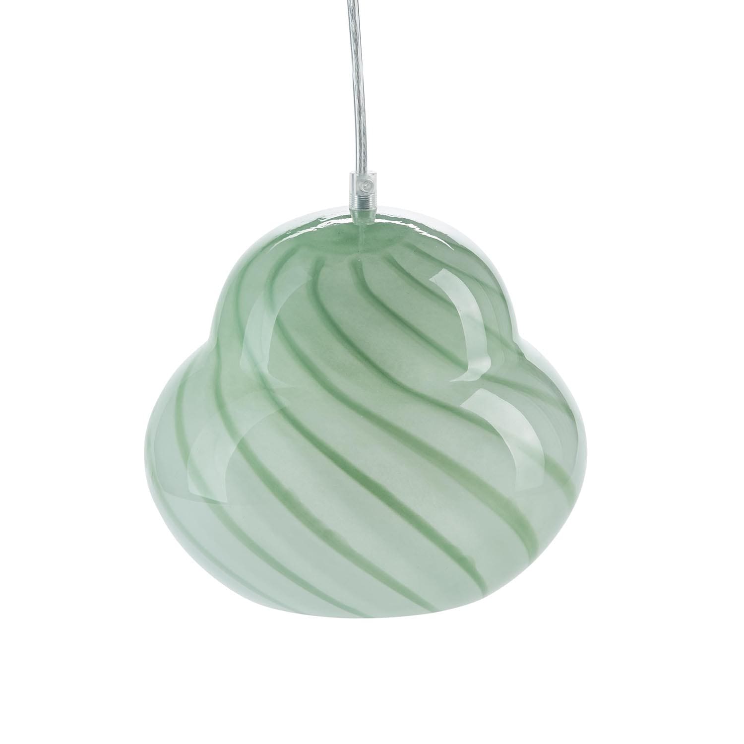 Pendel lampe glas m. grønne striber - New Nordic Home
