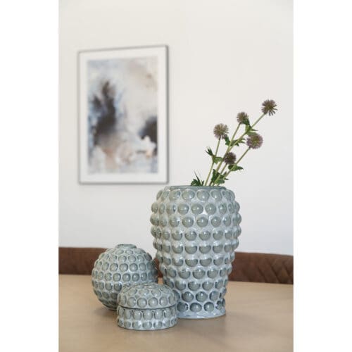 Bobbel Vase i blå/grå keramik blå Ø15