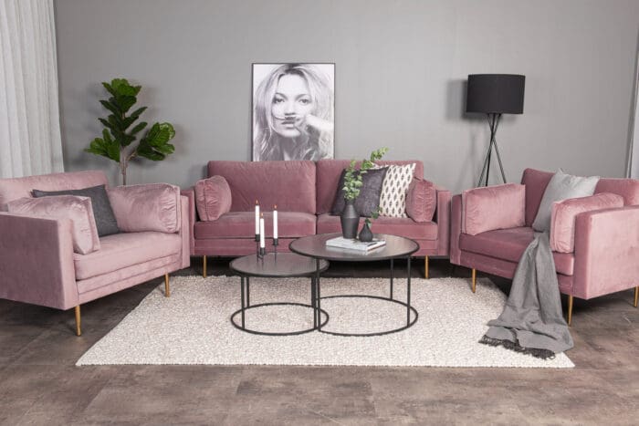 Boom rosa velour sofa B203