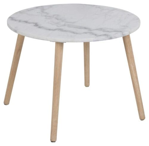 Rundt Roslin sofabord hvid marmor Ø60