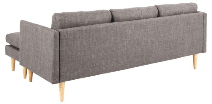 Chaiselong sofa m. vendbar puf gråbrun